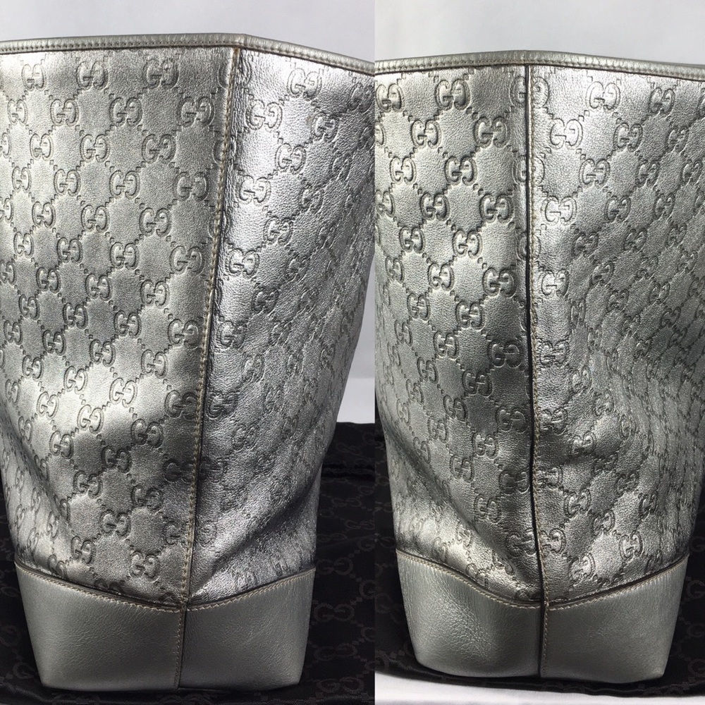 💎HUGE PLATINUM GUCCI LEATHER TOTE - Picture 6 of 16